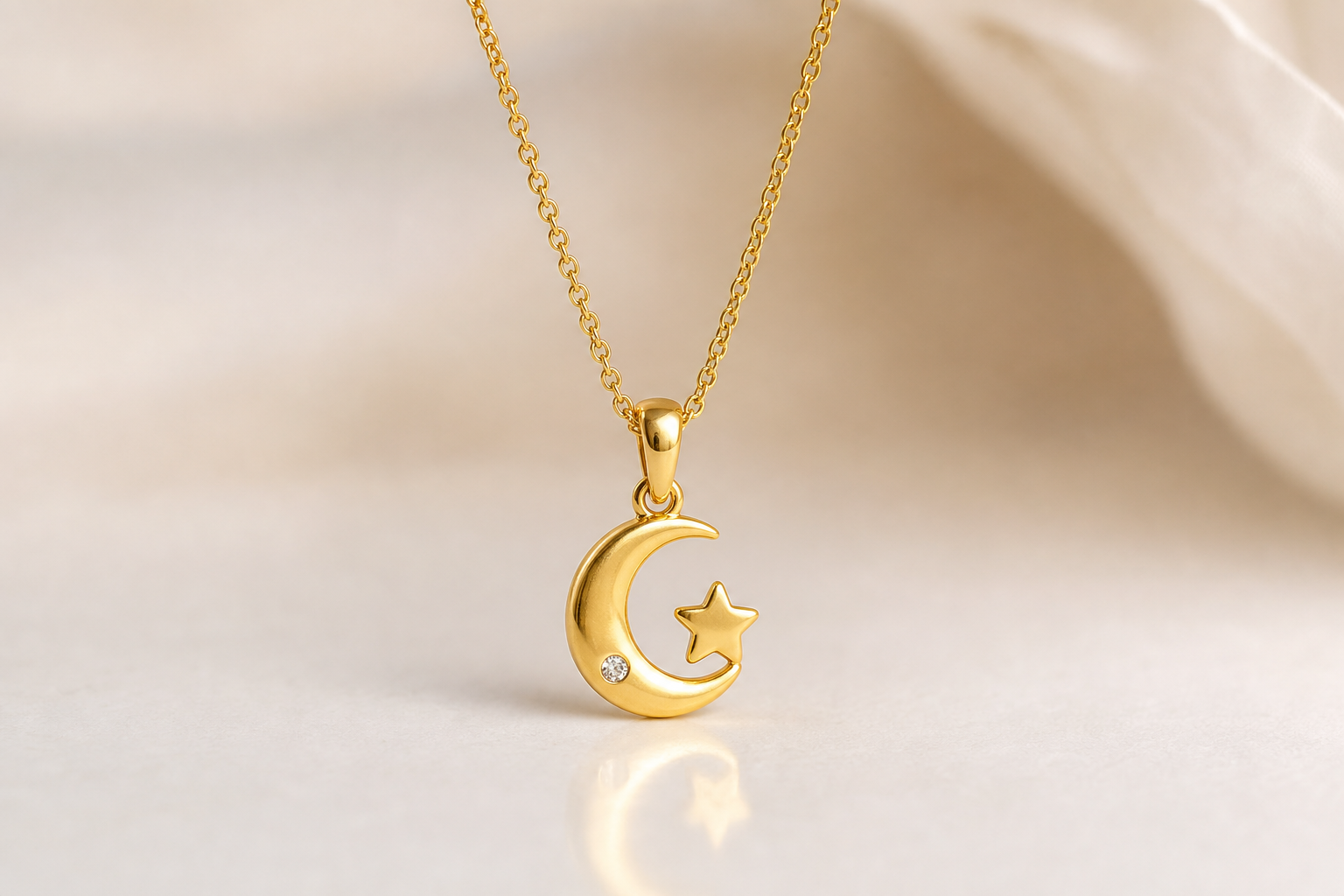 Moon & Star Gold Pendant
